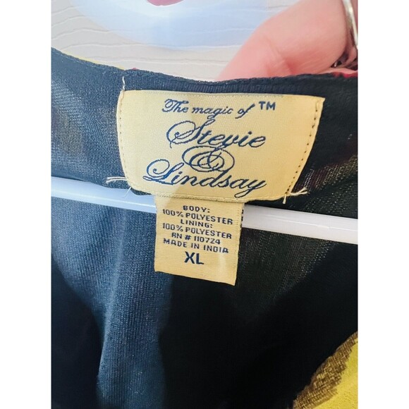 The Magic Of Stevie And Lindsay Women's Maxi Dress Size XL Black Red Yellow - Picture 5 of 6